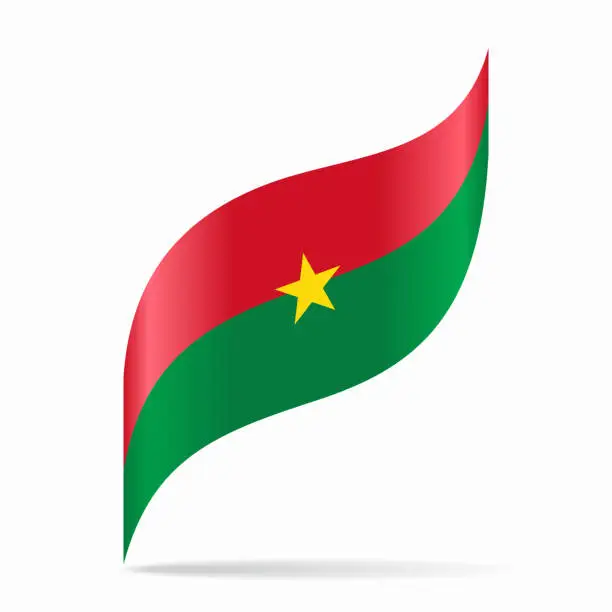 Vector illustration of Burkina Faso flag wavy abstract background. Vector illustration.