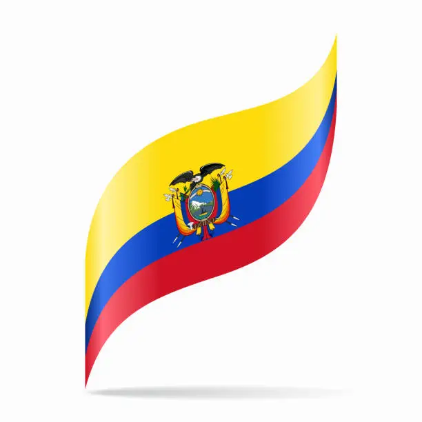 Vector illustration of Ecuadorian flag wavy abstract background. Vector illustration.