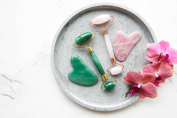 istock Jade face rollers for beauty facial massage therapy 1287181361