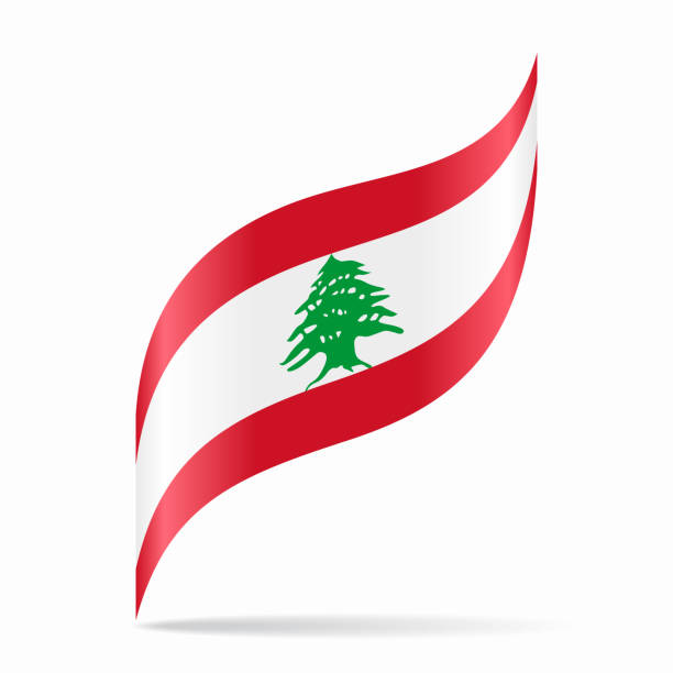 libanesische flagge gewellte abstrakte hintergrund. vektor-illustration. - lebanese flag stock-grafiken, -clipart, -cartoons und -symbole