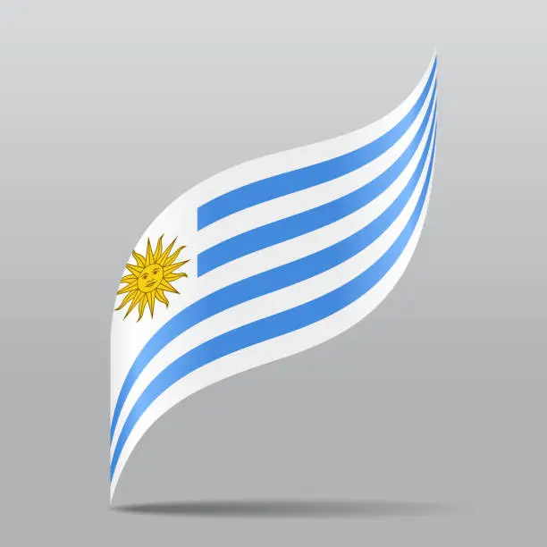 Vector illustration of Uruguayan flag wavy abstract background. Vector illustration.