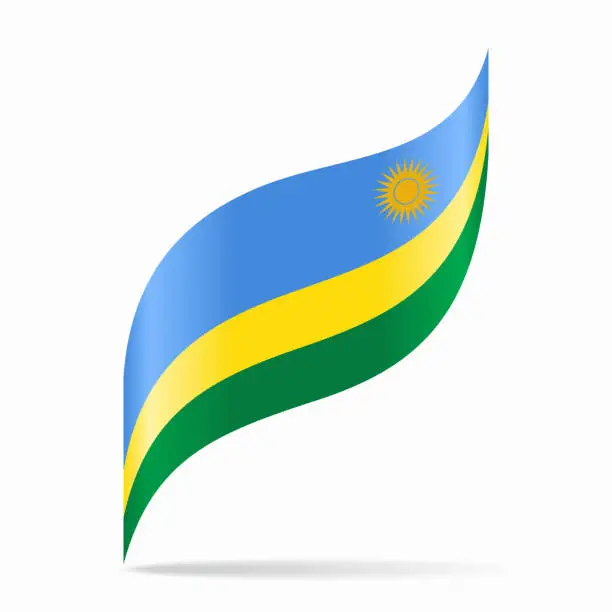 Vector illustration of Rwandan flag wavy abstract background. Vector illustration.