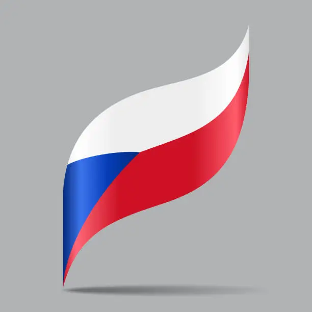 Vector illustration of Czech flag wavy abstract background. Vector illustration.