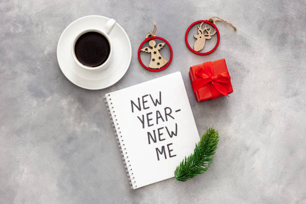istock New year - new me. Inspiration concept on Gray stone flat lay 1287183162