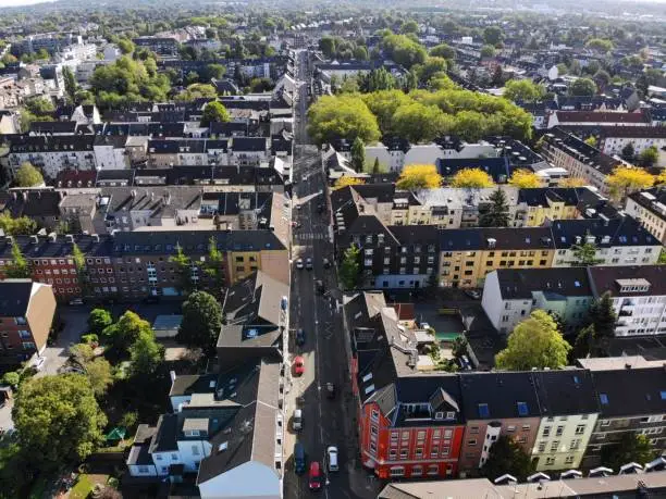 Oberhausen city urban streets aerial view, Germany