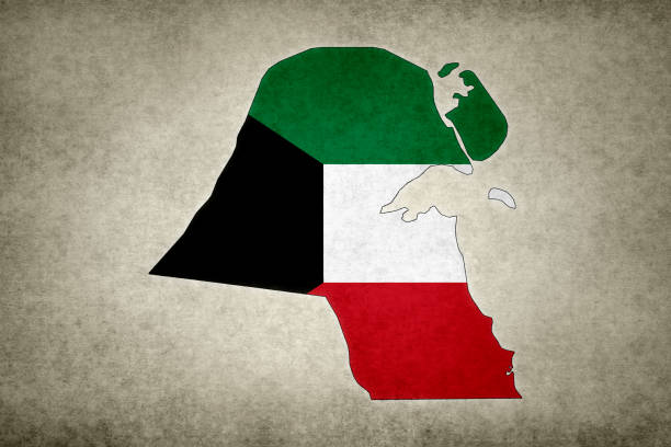 istock Grunge map of Kuwait with its flag printed within 1287183962