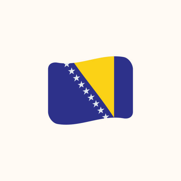 ilustrações de stock, clip art, desenhos animados e ícones de flag of bosnia and herzegovina vector. isolated bosnia and herzegovinan wavy flag flat – vector - bosnia herzegovinan