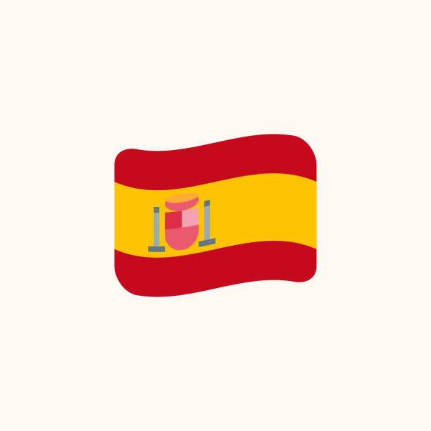 флаг испании вектор. изолированный испанский волнистый флаг плоский - вектор - испанский флаг stock illustrations