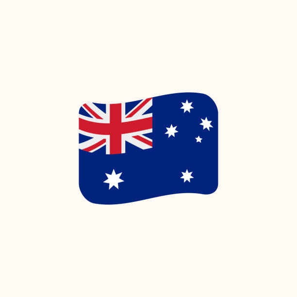 illustrations, cliparts, dessins animés et icônes de vecteur de drapeau de l’australie. indicateur ondulé australien d’isolement plat, indicateur australien - vecteur - australian flag