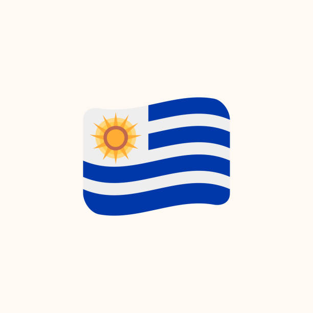 烏拉圭向量標誌。孤立的烏拉圭波浪旗平 + 向量 - uruguay 幅插畫檔、美工圖案、卡通及圖標