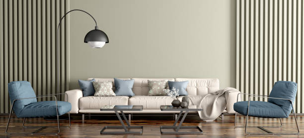 istock Interior design of modern living room, home 3d rendering 1287188999