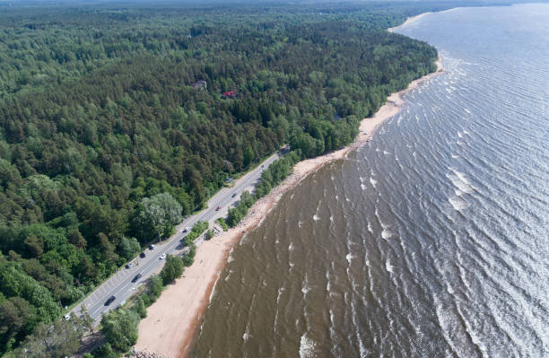 istock Top view of highway in a coastline landscape 1287189469