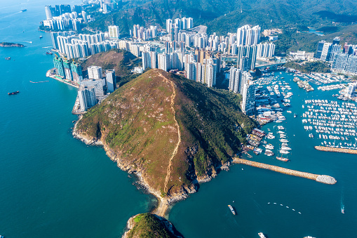 Aerial view Residential district in Aberdeen and Ap Lei Chau of Hong Kong