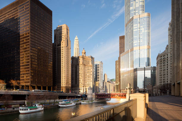 istock Chicago River and skyline of downtown. 1287191571