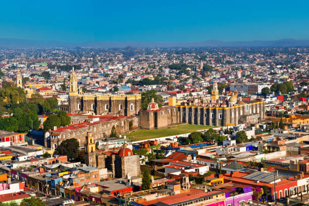 Aerial view of Cholula in Puebla, Mexico stock photo