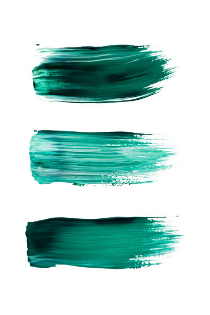 istock Turquoise thick brush stroke isolated on white background. Trendy shade 2021. 1287192762