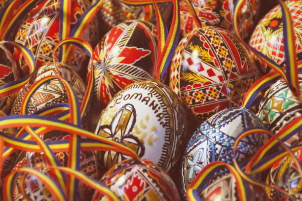 Bucharest/Romania; 07/07/2018. Traditional handmade real eggs from Bucovina. Easter eggs.