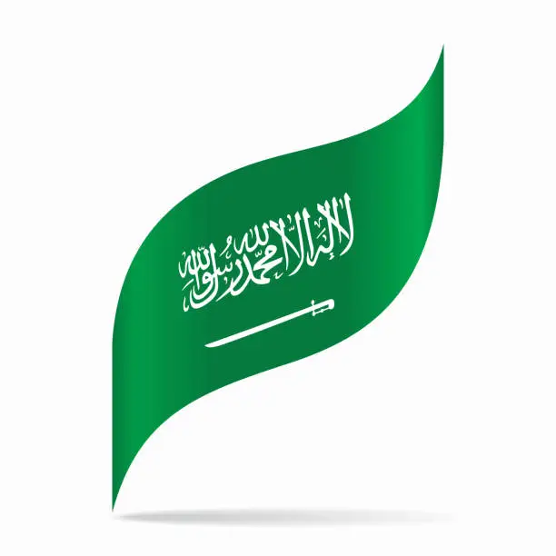 Vector illustration of Saudi Arabian flag wavy abstract background. Vector illustration.