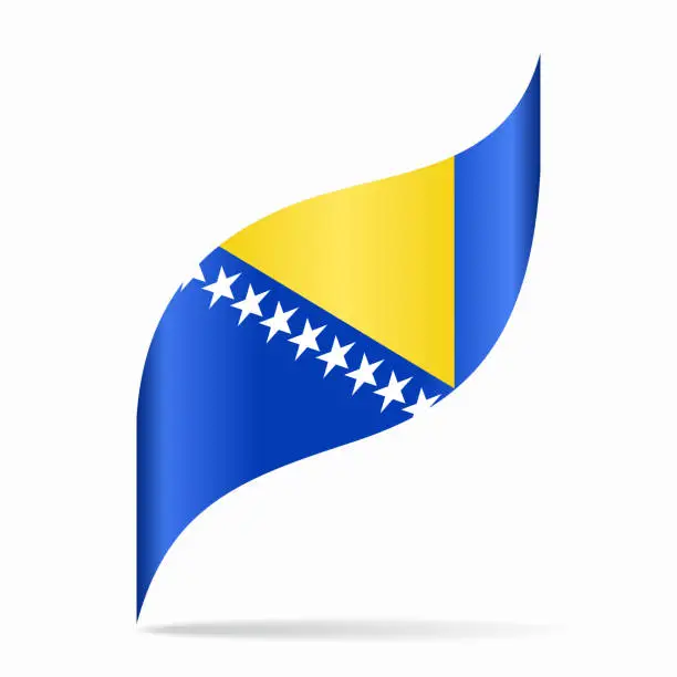 Vector illustration of Bosnia Herzegovinan flag wavy abstract background. Vector illustration.