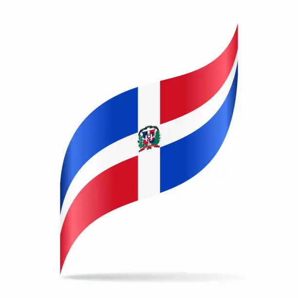 Vector illustration of Dominican Republic flag wavy abstract background. Vector illustration.