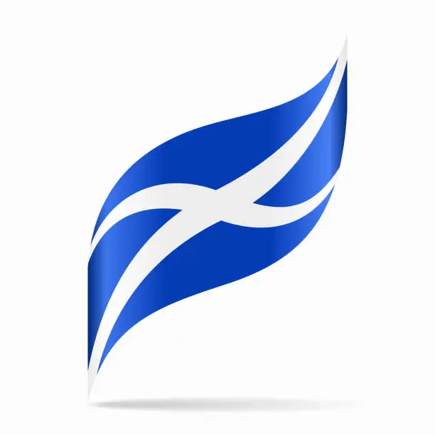 Vector illustration of Scottish flag wavy abstract background. Vector illustration.