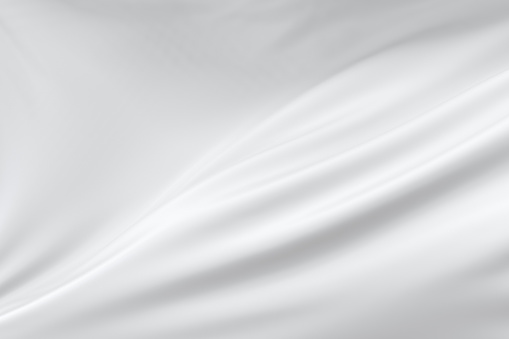 Tela blanca fluida, fondo blanco, renderizado 3D. photo