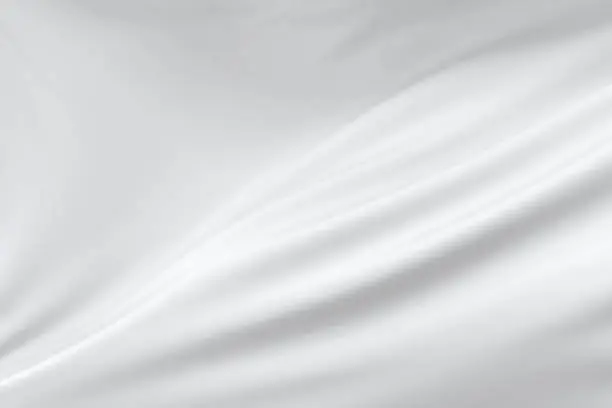 Photo of Flowing white cloth, white background, 3d rendering.
