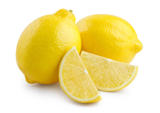 deliziosi limoni maturi su bianco - limone foto e immagini stock