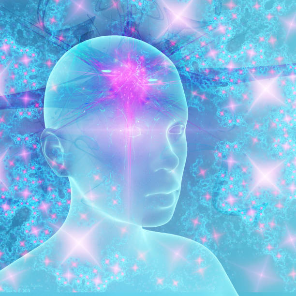 istock concept of soul or consciousness, knowing yourself, overmind, colored human model, 3d render 1287212883