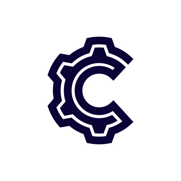 Vector Letter Line C Cog Vector Logo design of a Cog. Line Letter Design of C Cog. robert stock stock illustrations