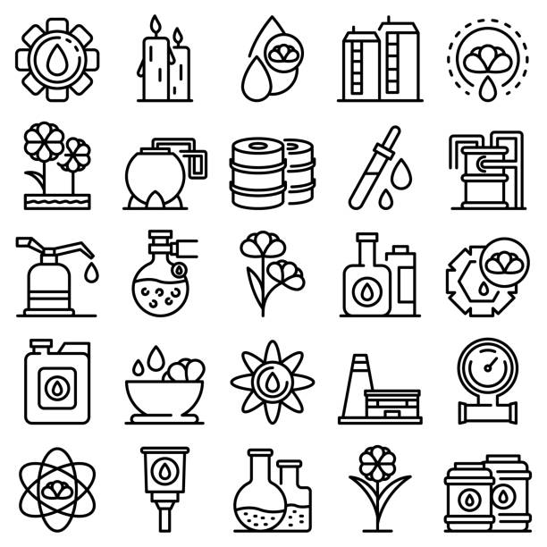 canola-symbole gesetzt, umrissstil - rübsen stock-grafiken, -clipart, -cartoons und -symbole