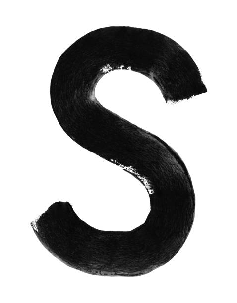 istock Round shape of S alphabet letter - vector illustration hand painted by hand by black paint and paint roller on white paper background - abstract art with unique textured effect and uneven irregular details and transparency 1287217606