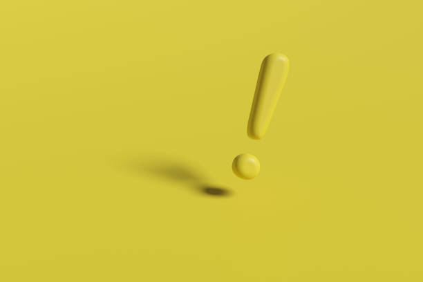 istock Three-dimensional exclamation mark isolated on yellow background. 3d illustration. 1287220626