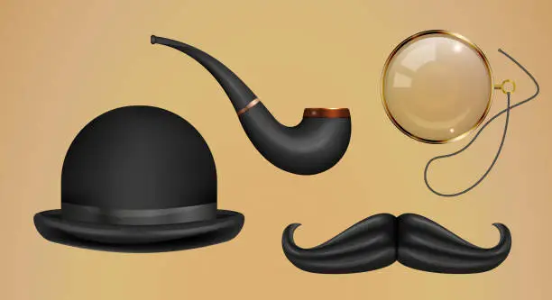 Vector illustration of Gentleman set. 3D vector illustration