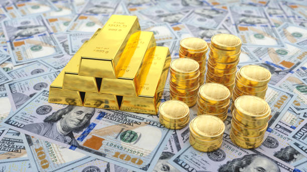 zarabianie pieniędzy ze złota - decline gold wages frequency zdjęcia i obrazy z banku zdjęć