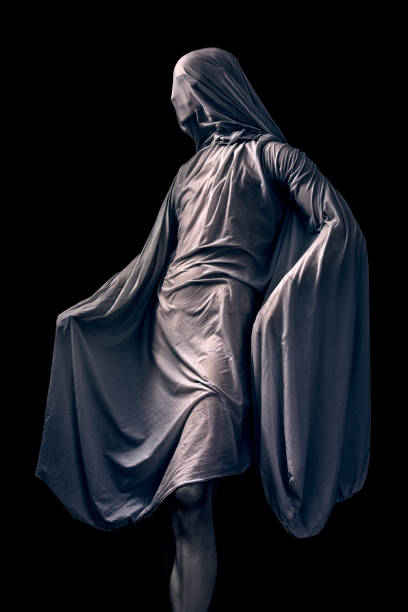 istock Scary ghost isolated on black background with clipping path 1287223286