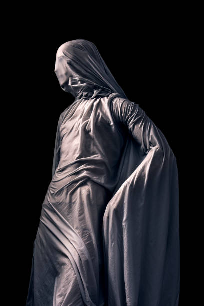 istock Scary ghost isolated on black background with clipping path 1287223311