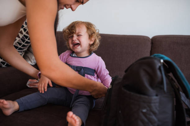 istock Child crying out loud when getting ready for day care 1287223767