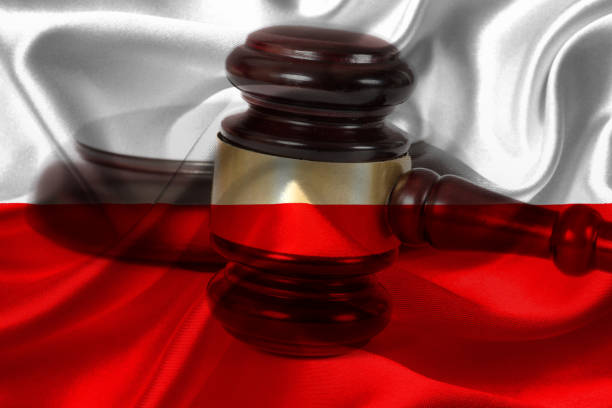 istock Flag of Poland and a richterhammer 1287224310