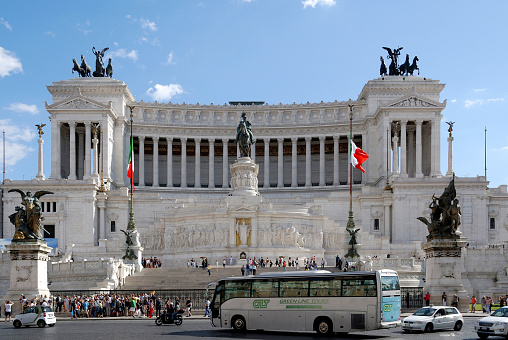 National monument to king Viktor Emanuel II. and monument of the unknown soldier at the Piazza Venezia in Rome - Monumento Nazionale a Vittorio Emanuele II. - Italy.