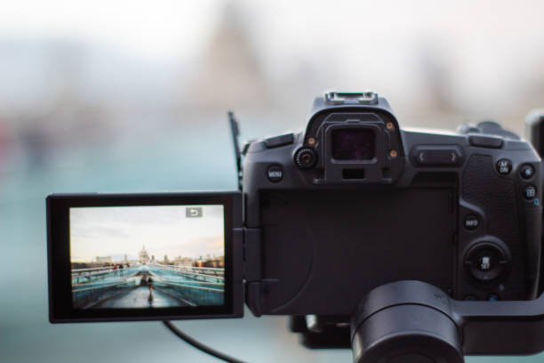 istock Camera recording the Millennium Bridge ramp and St Paul Cathedral 1287229225