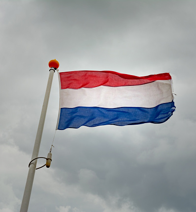 Dutch national flag red white and blue in stormview