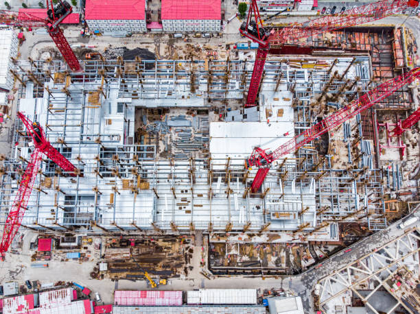 istock Aerial View of Working Construction Site 1287230916
