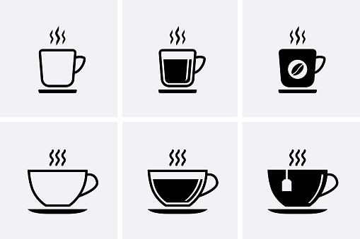 Coffee an tea cup Icon set. Vector illustration