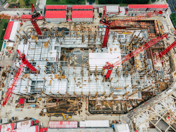 istock Drone Point View of Red Cranes 1287231695