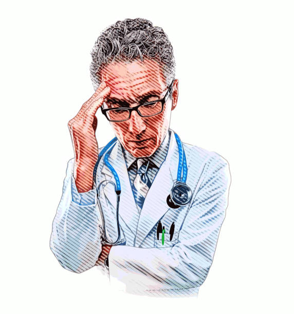 Overworked doctor experiencing emotional stress Overworked doctor experiencing emotional stress $69 stock illustrations