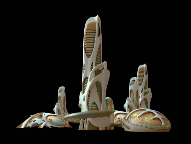 istock Isolated futuristic city architecture 1287242322