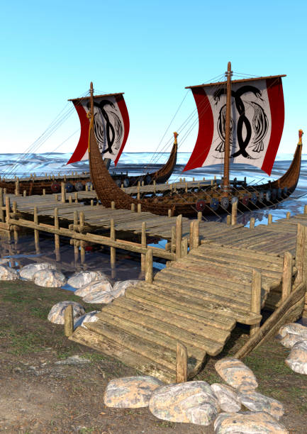 istock 3D illustration vikings medieval boats 1287242412