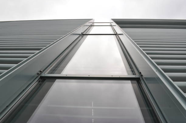 istock a grey wall with a bottom glass window contemoporary modern building 1287246081