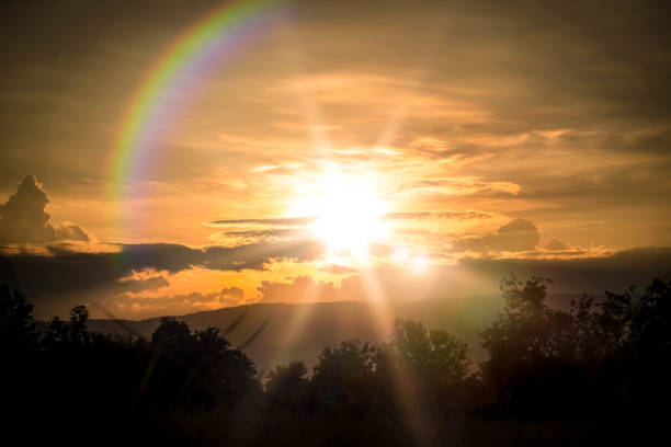 Golden sky on sunlight of twilight background